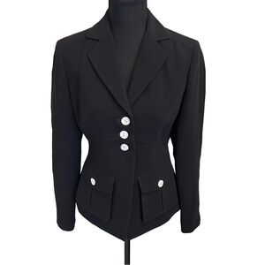 Allen B. By Allen Schwartz Black Blazer with White Buttons Size 2